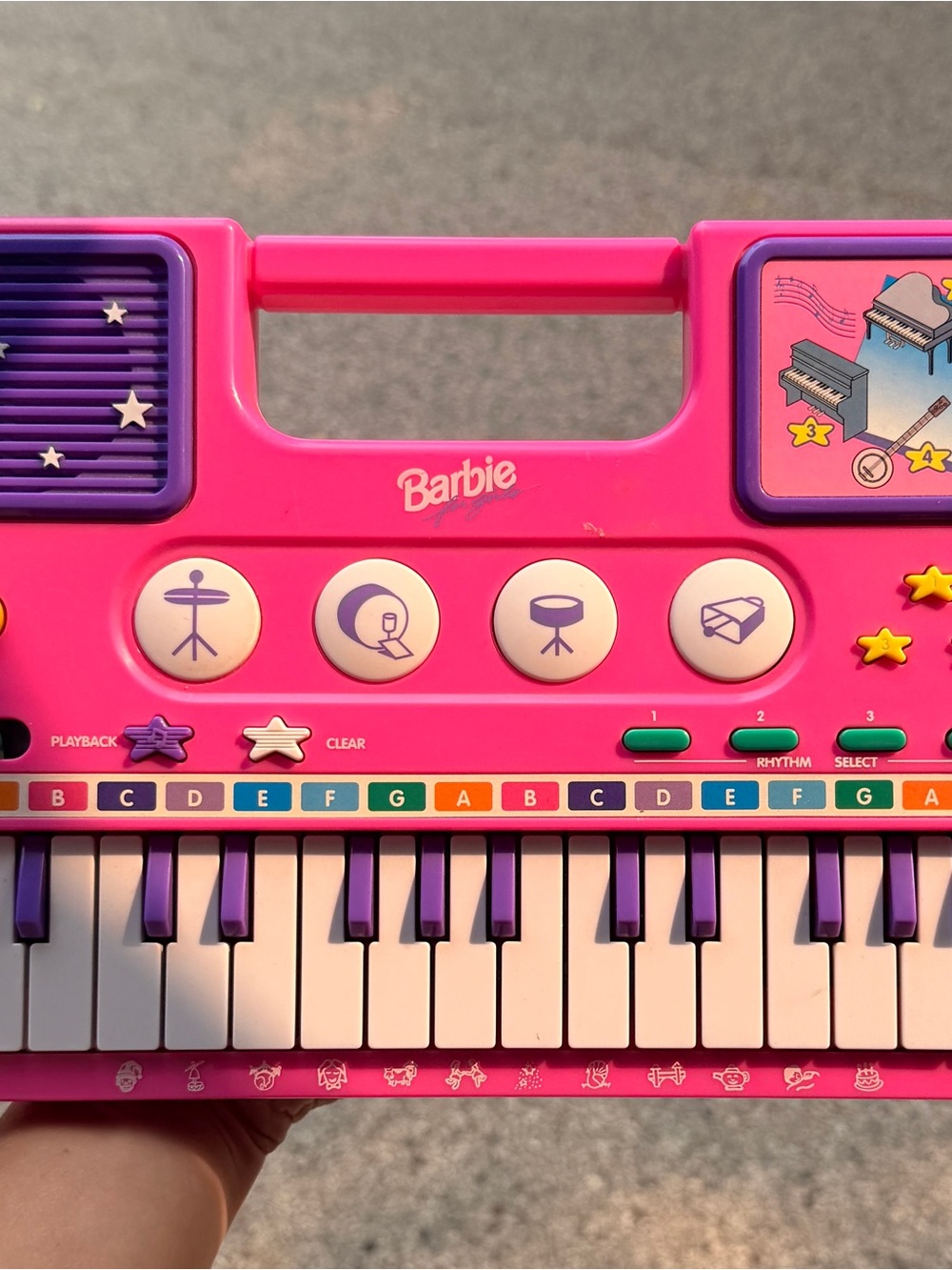 Vintage 1995 Barbie Mattel Bright Pink Musical Keyboard